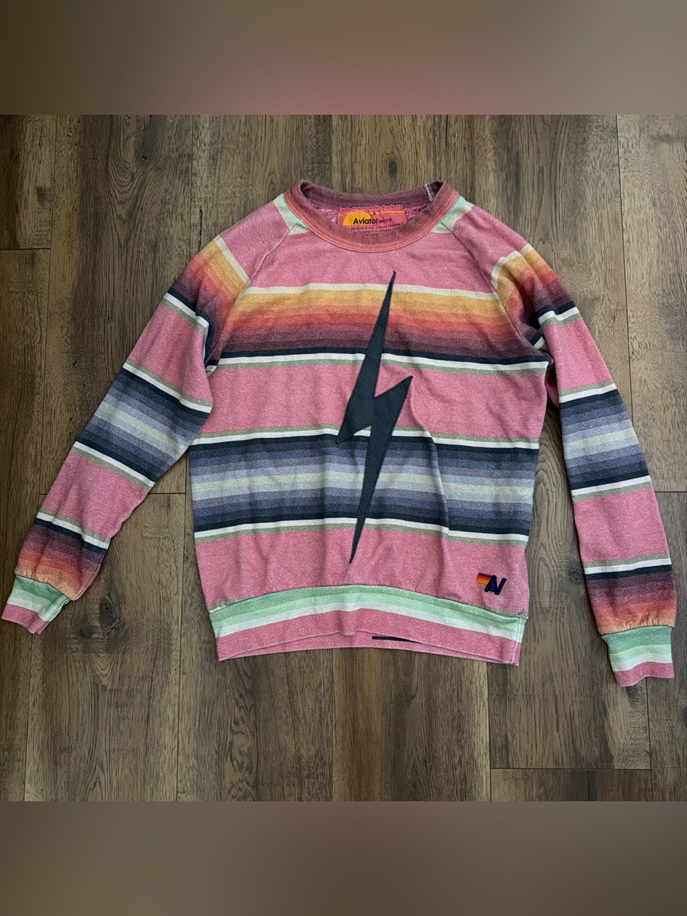 Aviator Nation Tulum Bolt Stitch Serape Crewneck Size Small